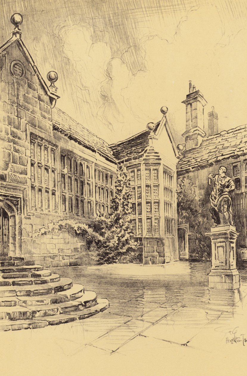 Hoghton Tower, Horní nádvoří (litografie) od Frank Greenwood
