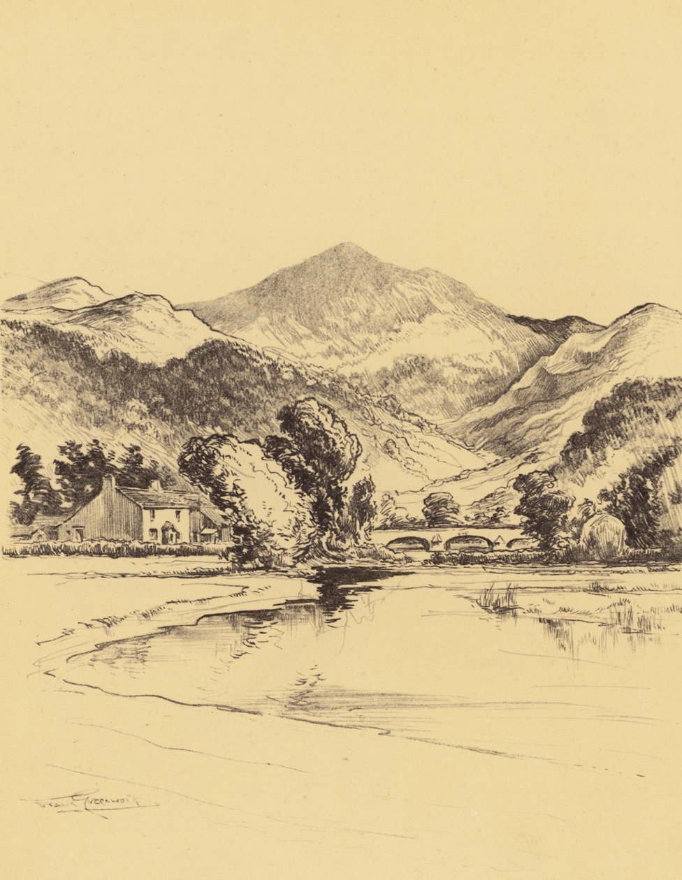Údolí řeky Duddon (litografie) od Frank Greenwood