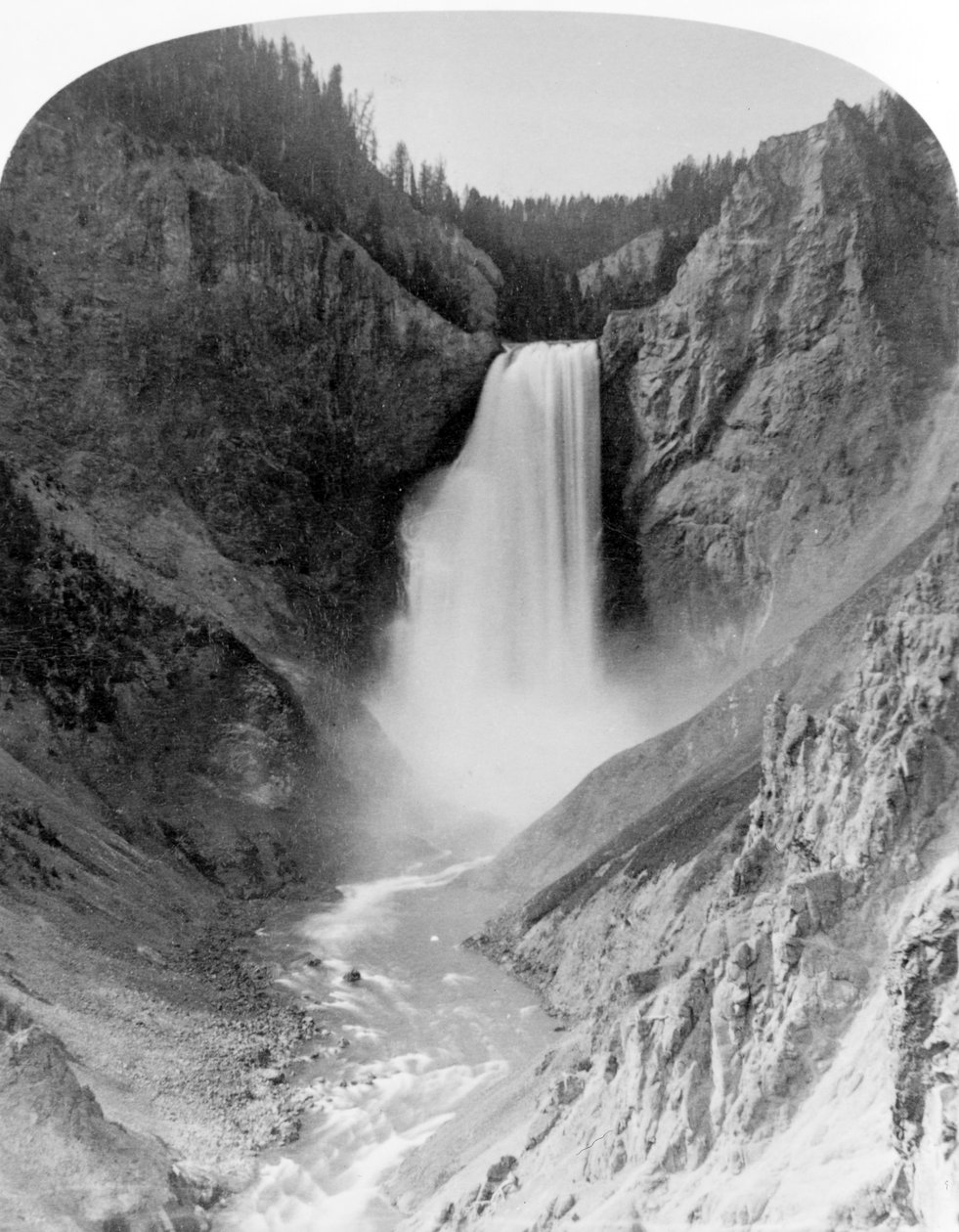Great Falls of the Yellowstone, 360 stop, cca 1883 (černobílá fotografie) od Frank Jay Haynes