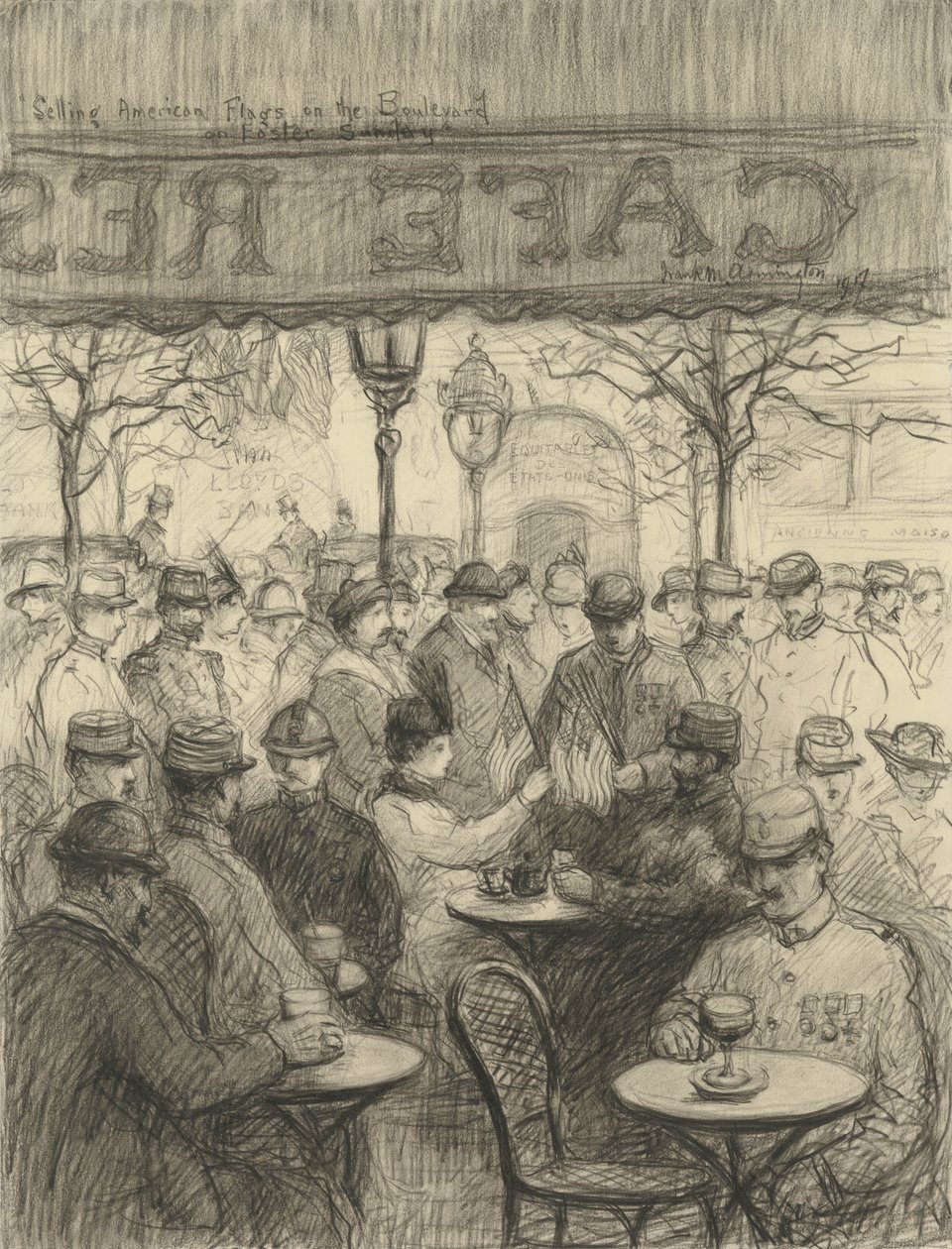 Prodej amerických vlajek na bulváru na velikonoční neděli 1917 od Frank Milton Armington