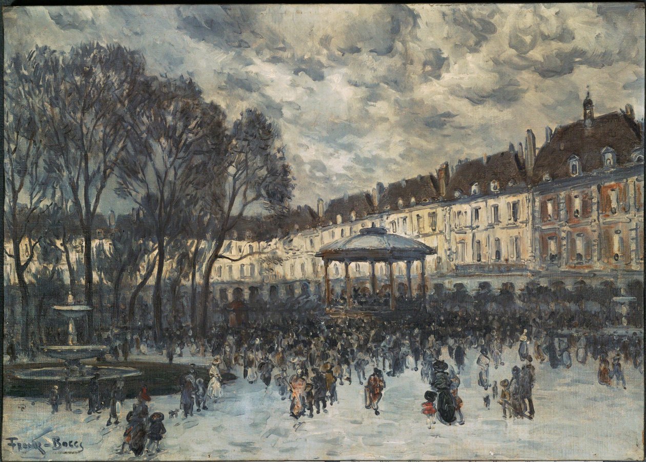 La Place des Vosges un jour de musique - Place de Vosges, Paříž, den koncertu... (malba na plátně) od Frank Myers Boggs