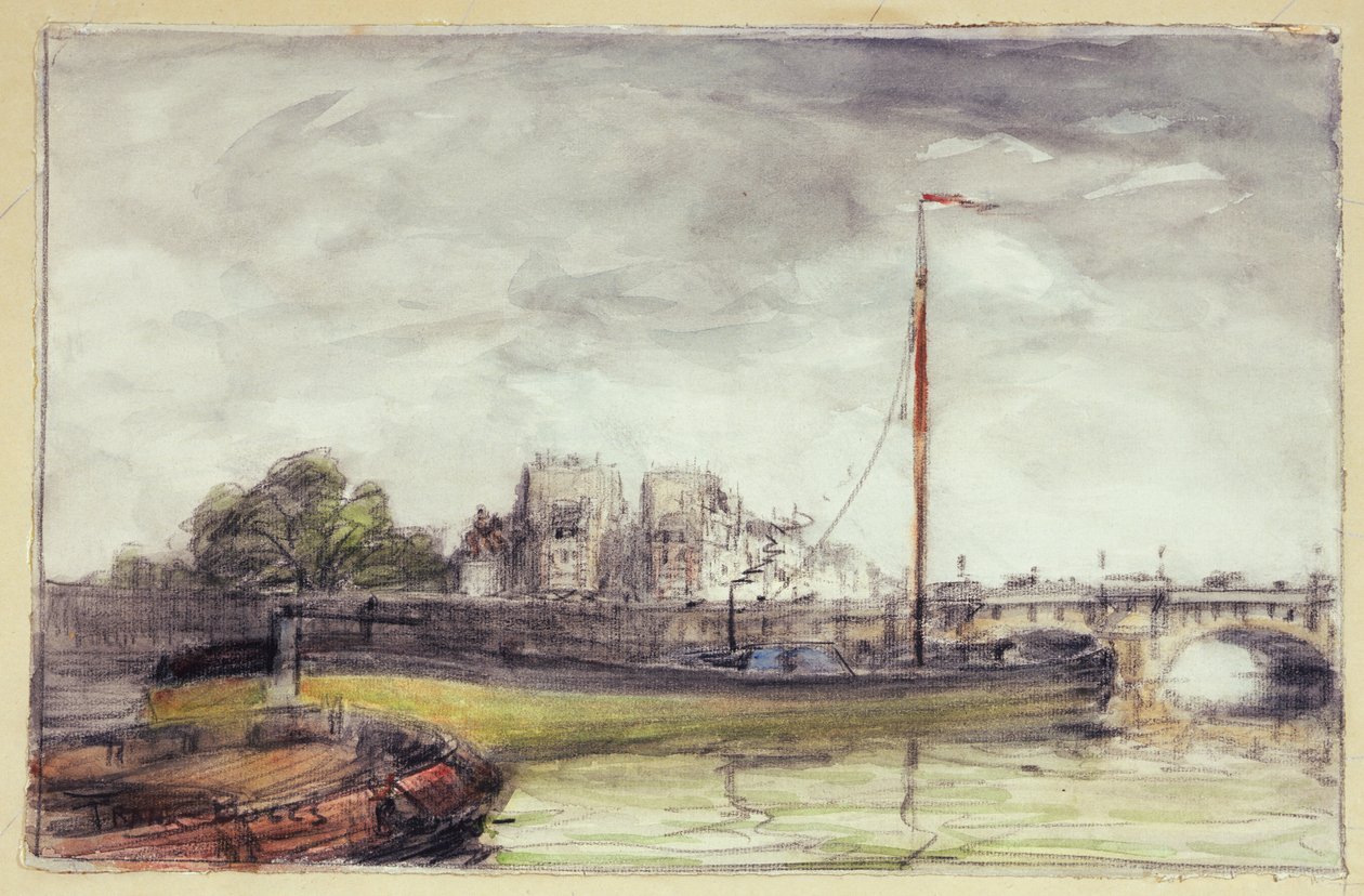 Le Pont-Neuf (kvaš a uhel na papíře) od Frank Myers Boggs