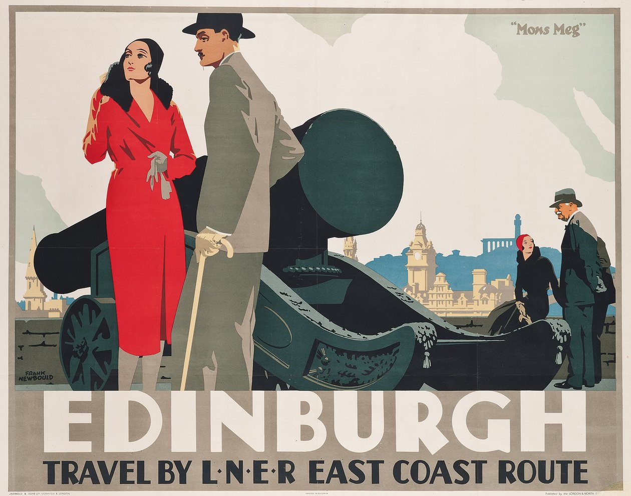 Plakát inzerující trasy LNER z východního pobřeží do Edinburghu od Frank Newbould