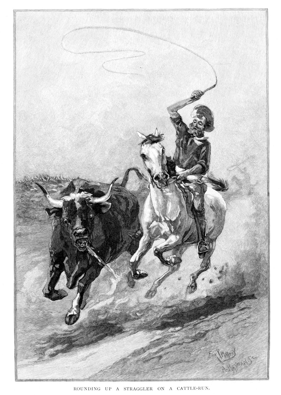 Rounding Up A Straggler On A Cattle Run, Austrálie, 1886 od Frank P. Mahony