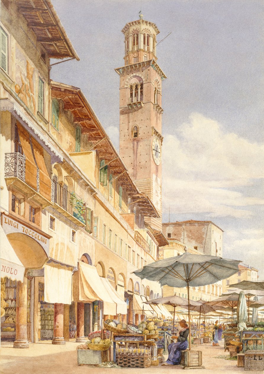 Piazza delle Erbe, Verona, červen - září 1884 od Frank Randal
