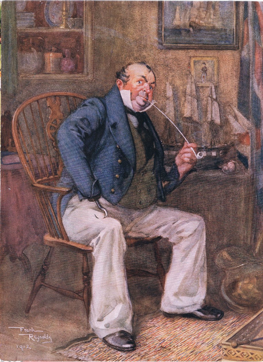 Kapitán Cuttle (Dombey a synové) (barevná litografie) od Frank Reynolds