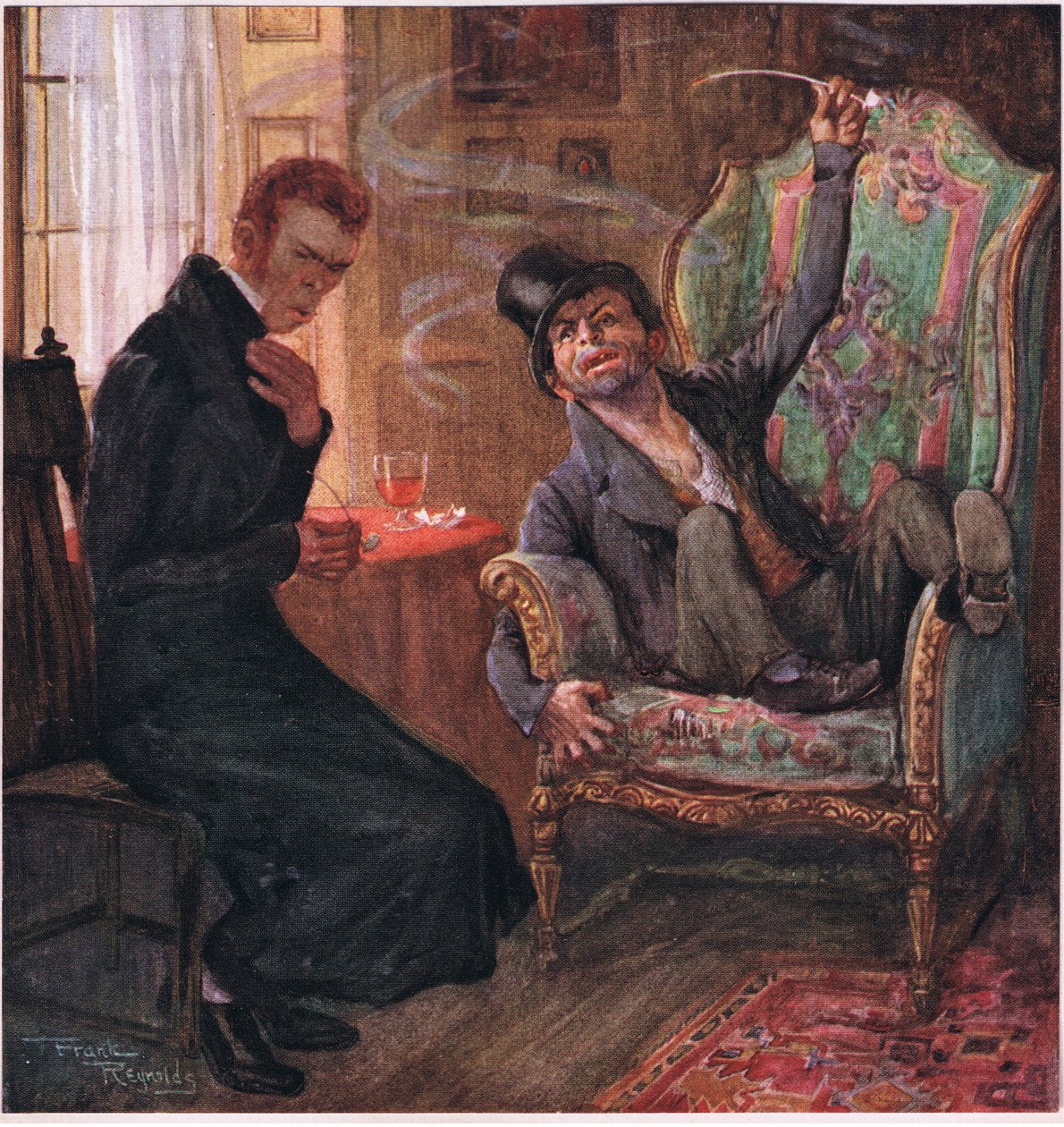 "Je to dobré, Mosazi, je to příjemné, je to voňavé, cítíš se jako Velký Turek" řekl Quilp, cca 1920 (barevná litografie) od Frank Reynolds