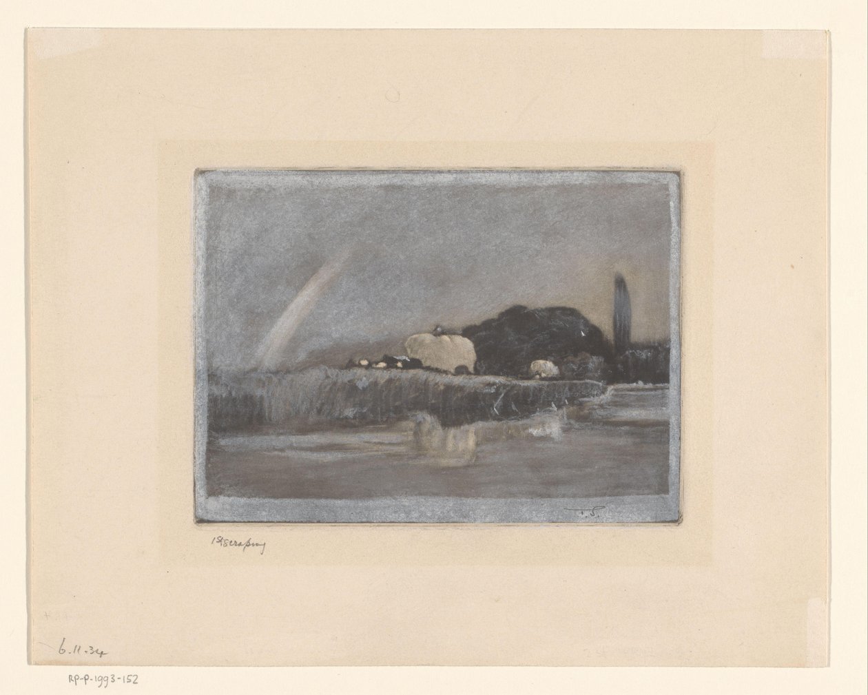 Balíky sena na vozech na břehu Temže Senoseč na Temži poblíž Wargrave od Frank Short (signed by artist)