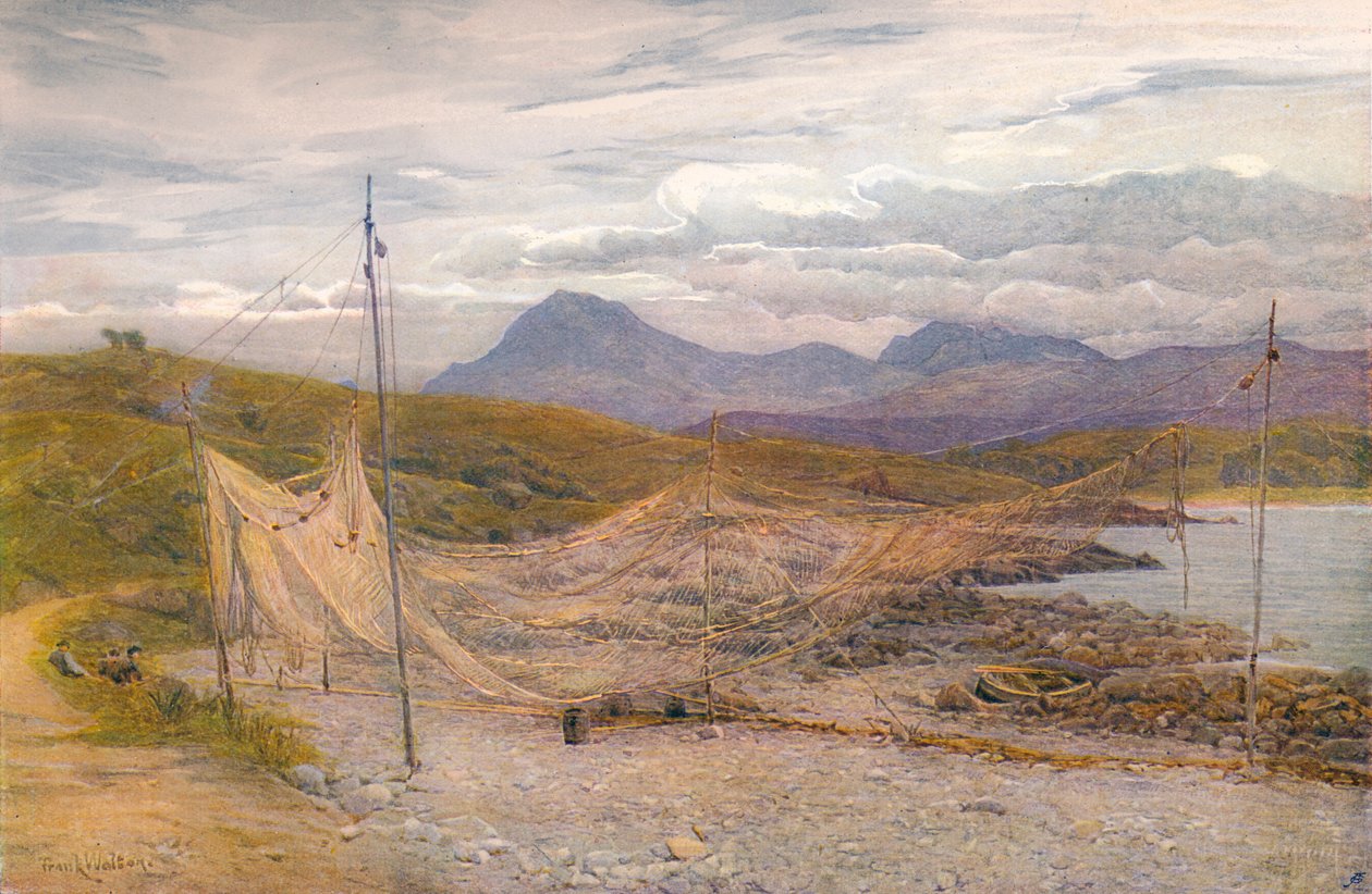 Sítě na lososy, Gairloch, Ross-Shire, 1860-1906, 1906. od Frank Walton