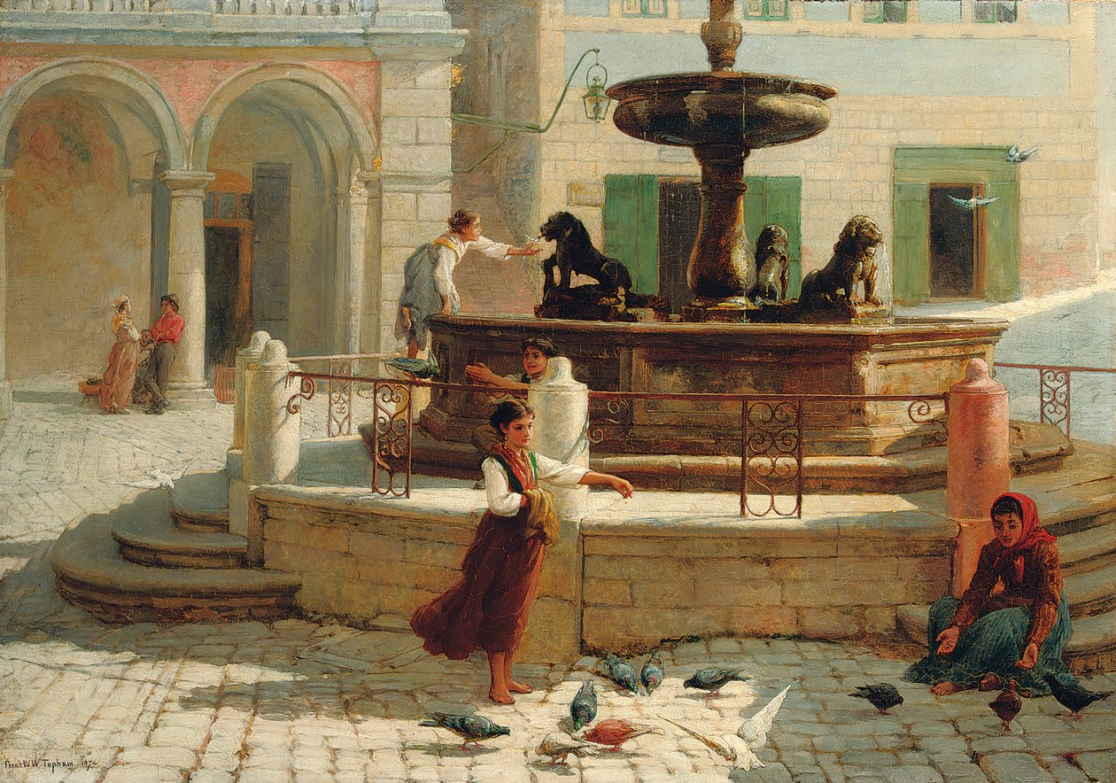 Důchodci z Assisi, 1874 od Frank William Warwick Topham