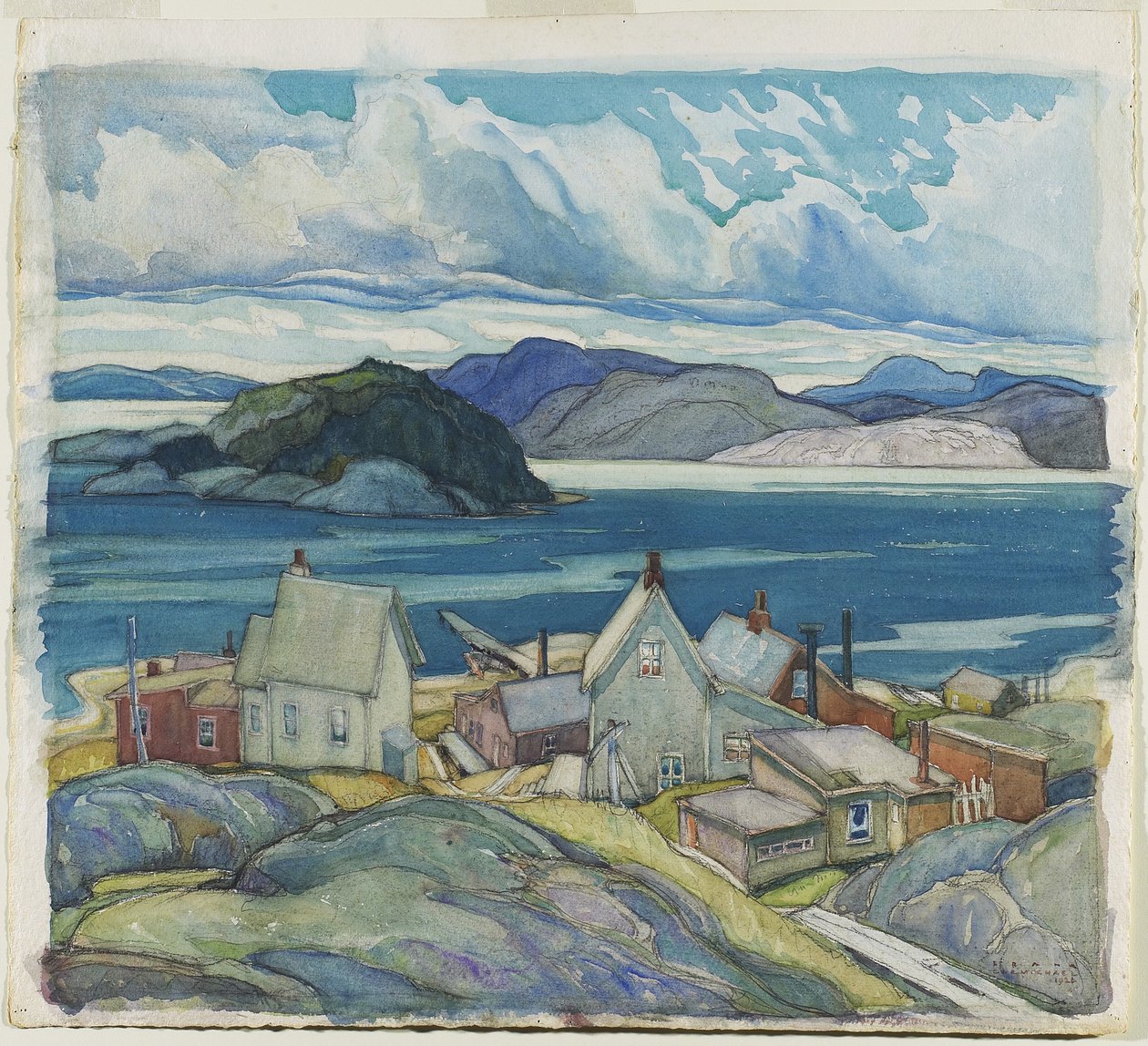 Jackfish Village, 1926 (wc a grafit na papíře) od Franklin Carmichael