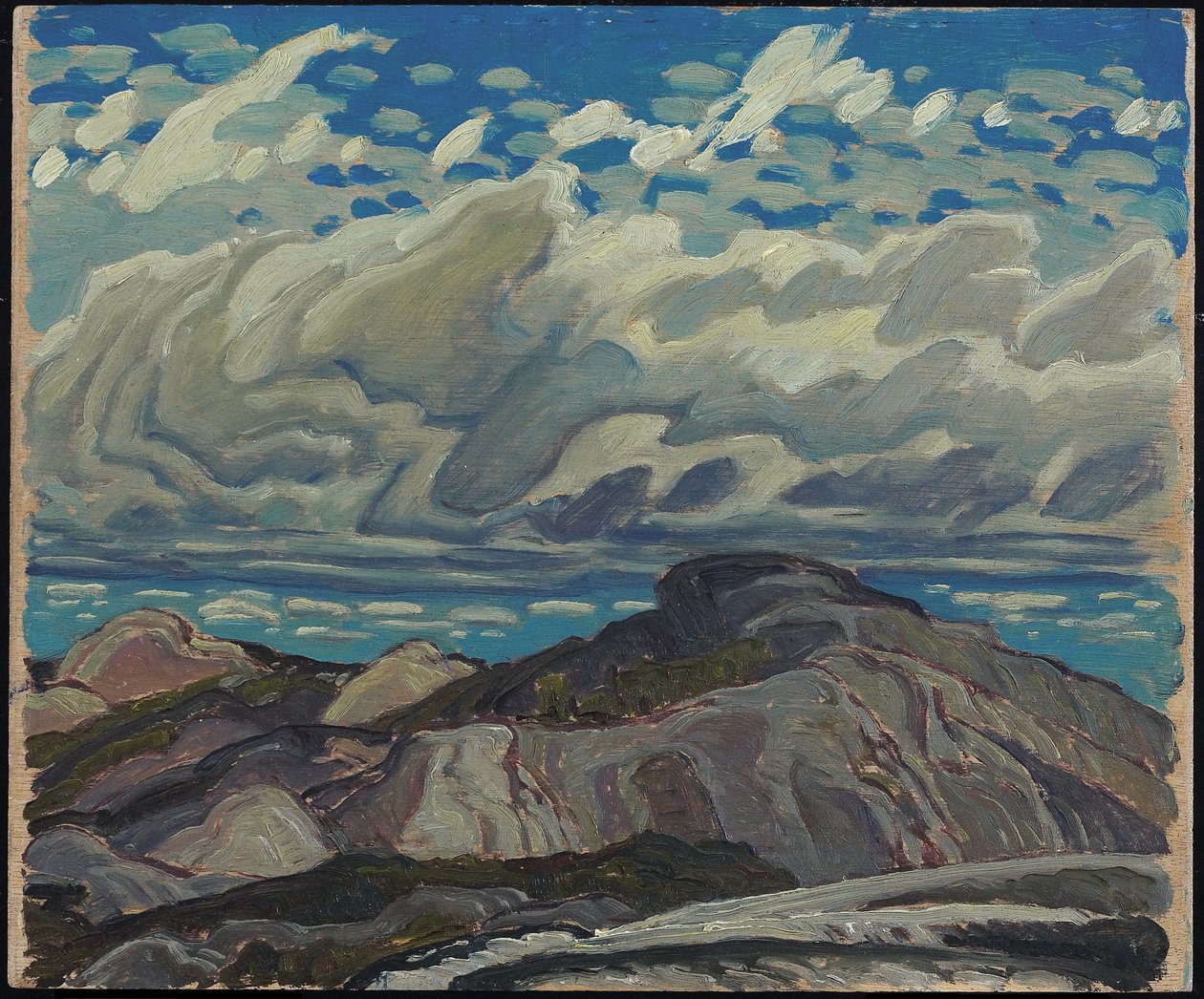 Říjen, Cranberry Hills, 1943 (olej na překližkové desce) od Franklin Carmichael
