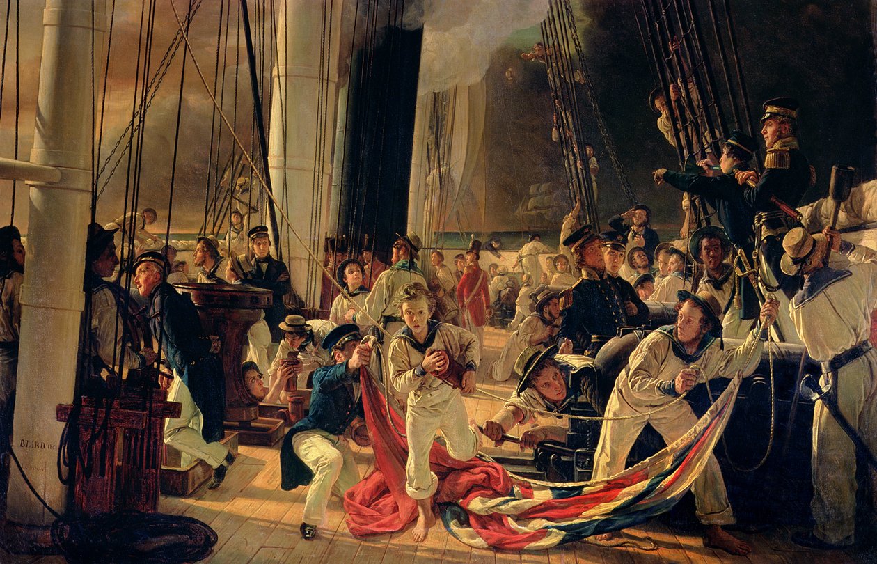 Na palubě během námořní bitvy, 1855 od François Auguste Biard