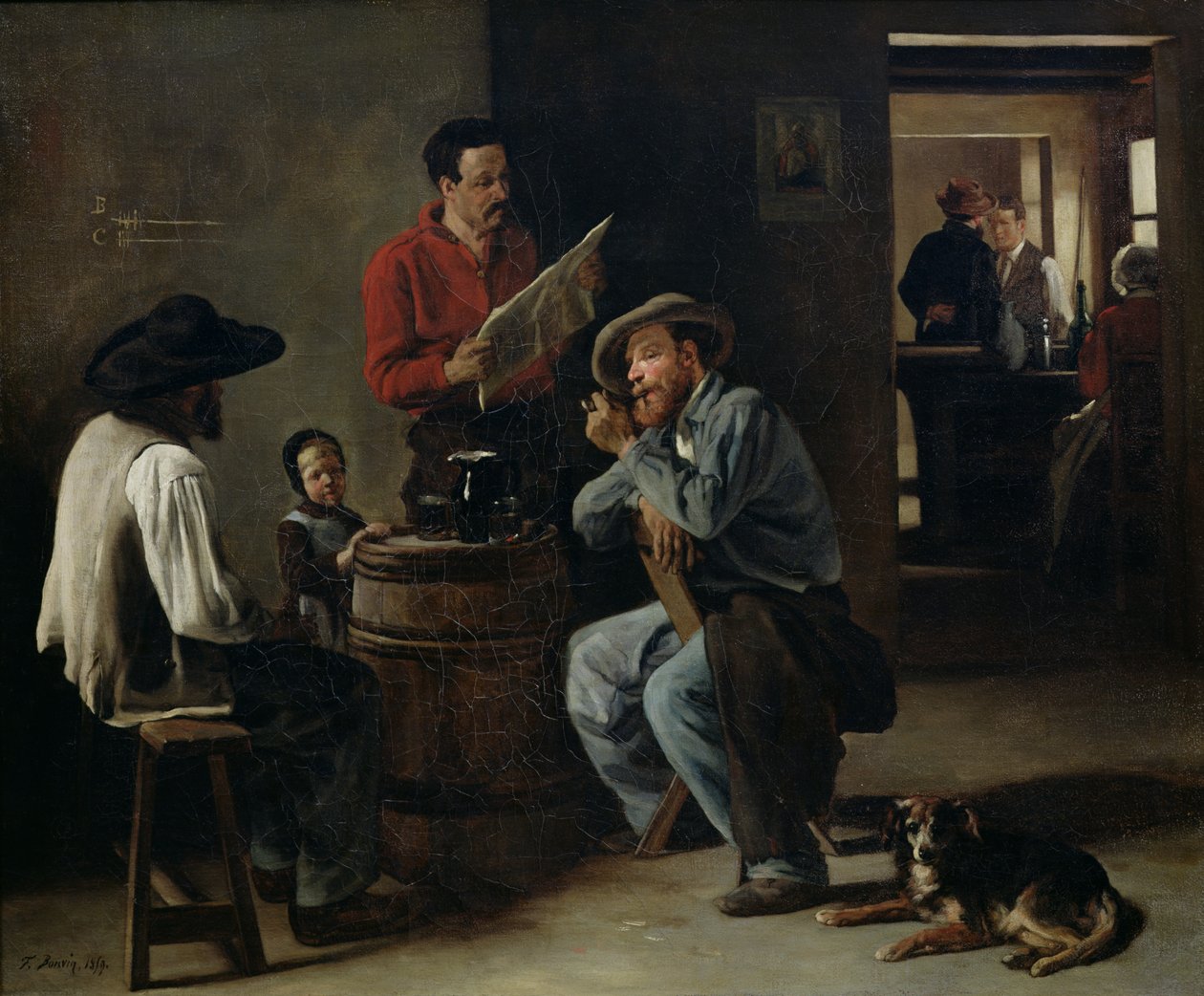 Interiér hospody, 1859 od François Bonvin