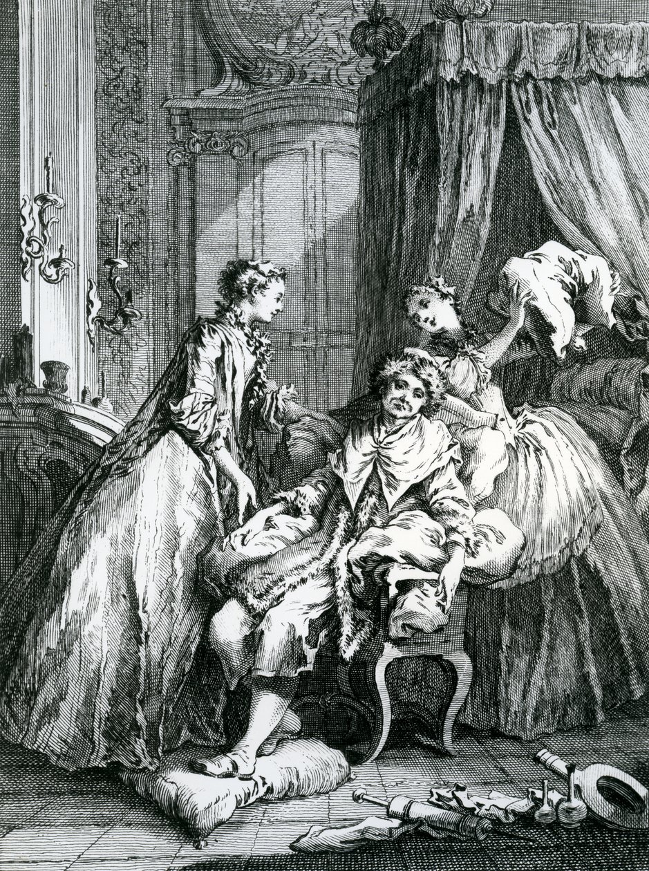 Scéna z Moliérova "Le Malade Imaginaire", lept Charles Jean Louis Courty, asi 1872 od François Boucher