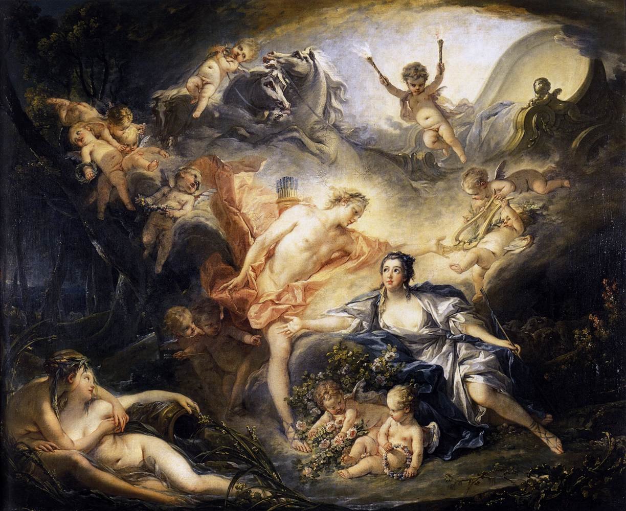 Apollón odhaluje své božství před pastýřkou Issou od François Boucher