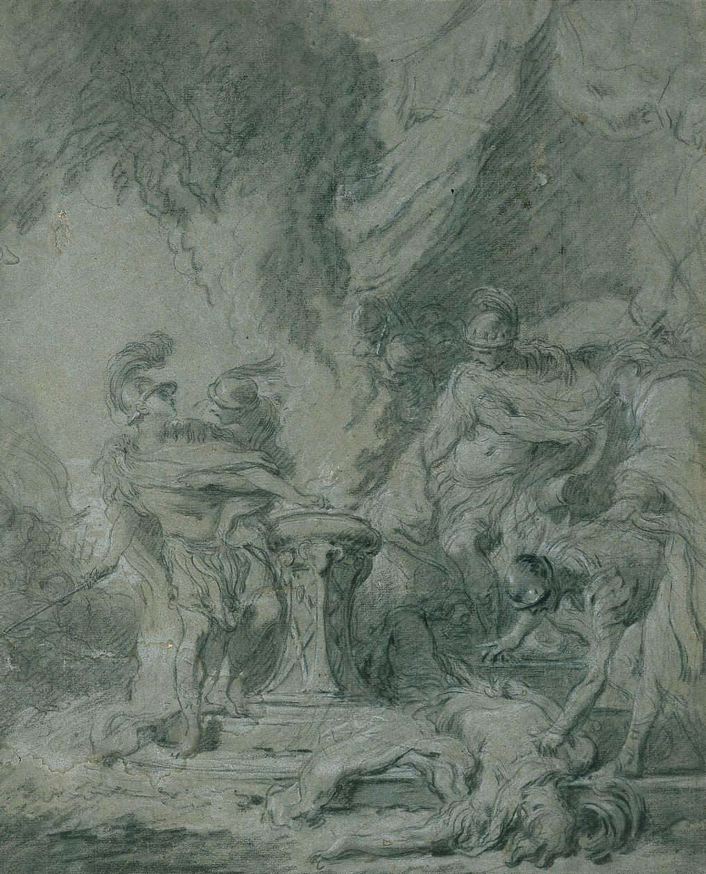Mucius Scaevola vložil ruku do ohně od François Boucher