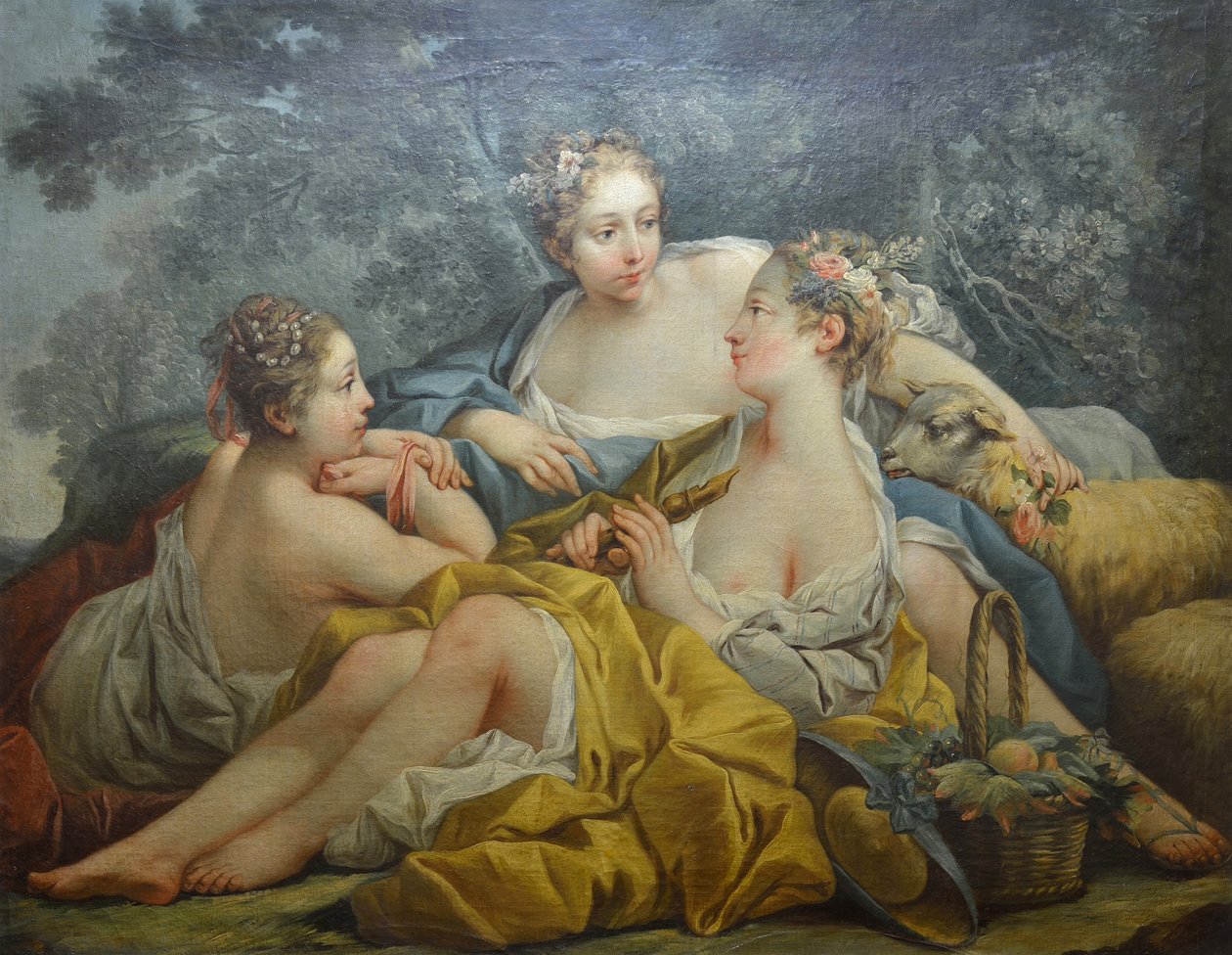 Nymfy hrající na flétnu od François Boucher