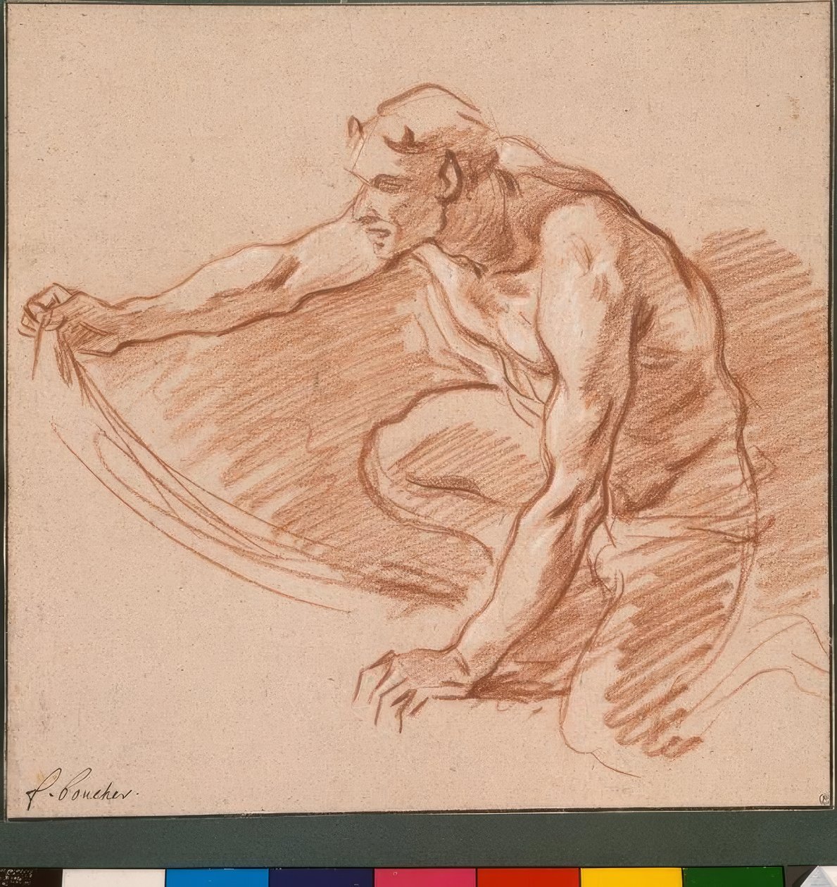 Satyr držící závěs od François Boucher