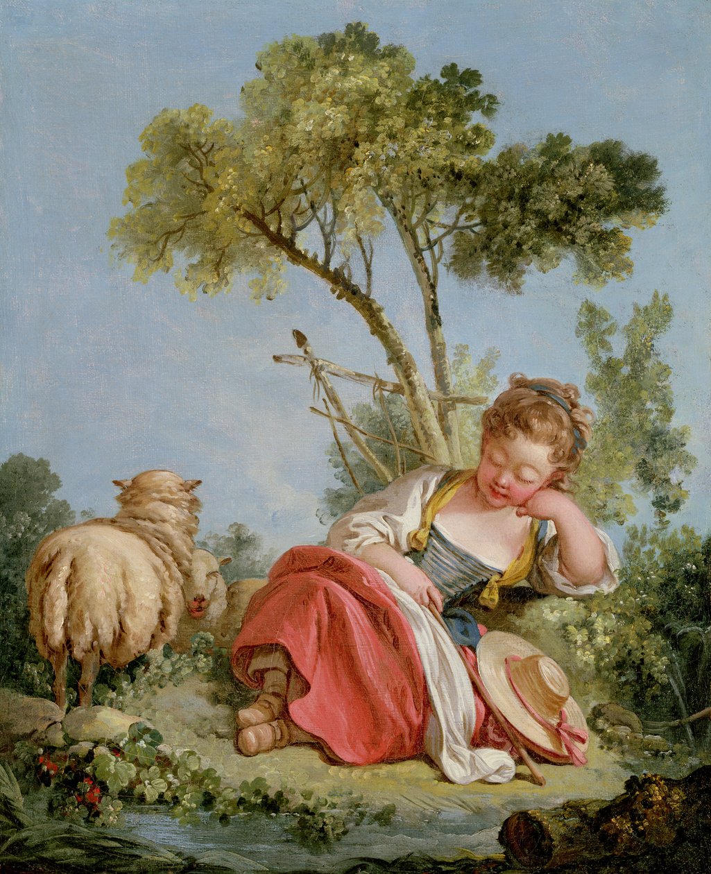 The Little Shepherdess, c.1754 (pár 90662) od François Boucher