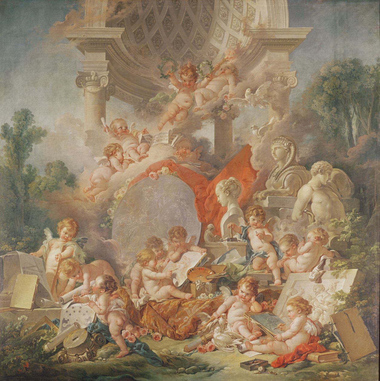 Setkání umění aneb Géniové umění (detail), 1761 od François Boucher