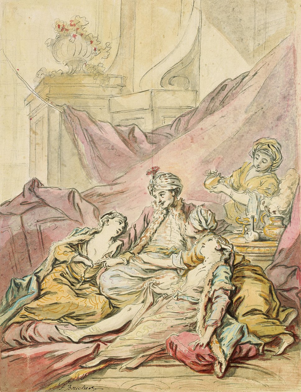 Paša ve svém harému, c. 1735-1739 od François Boucher