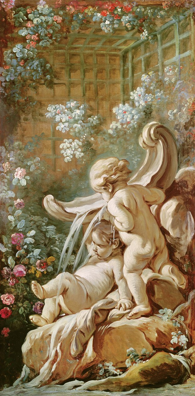 Dva Cupids by a Basin, ze salonu Gillese Demarteau, kolem 1750-65 od François Boucher