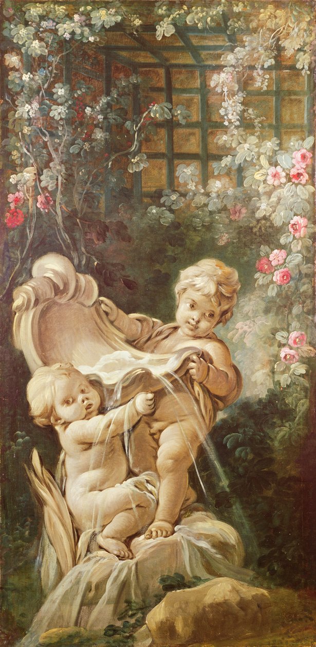Dva milenci u fontány, c.1750-65 od François Boucher