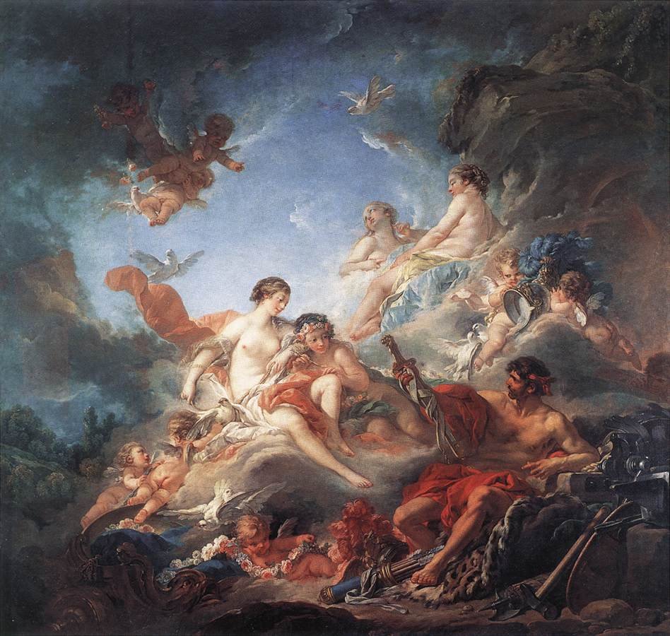 Vulkán představující Venuši se zbraněmi pro Aeneas od François Boucher