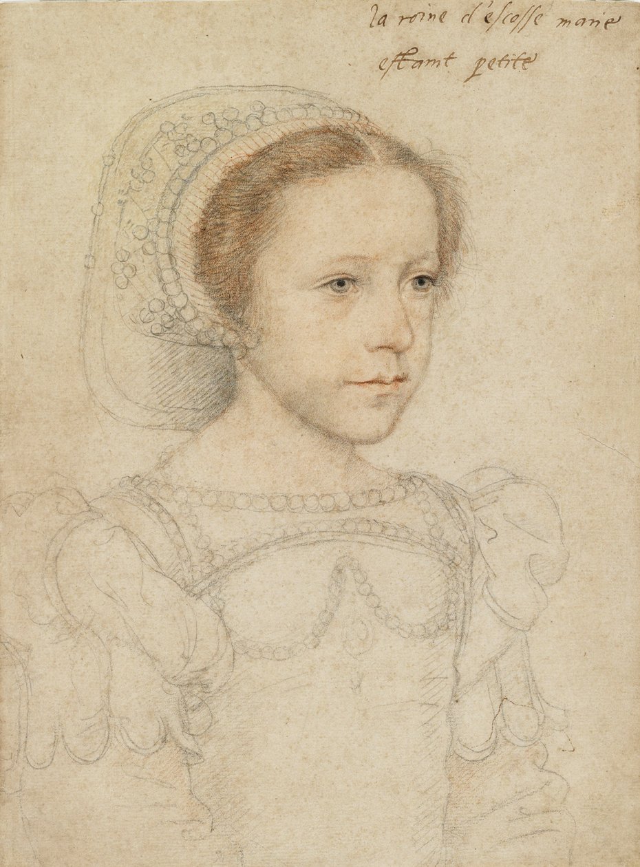 Portrét Marie, královny Skotů, kolem roku 1549 (černá a červená křída) od François Clouet