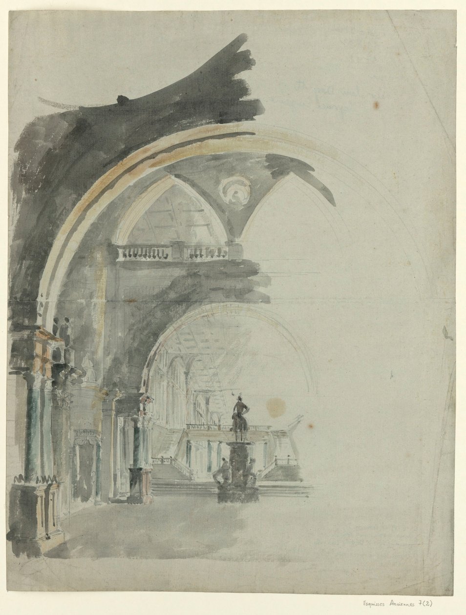 An Antic Gallery - Skica k výzdobě druhého dějství, opery Lodoïska od Cherubini, poprvé uváděné v Théâtre Feydeau v Paříži 18. července 1791 od François Verly