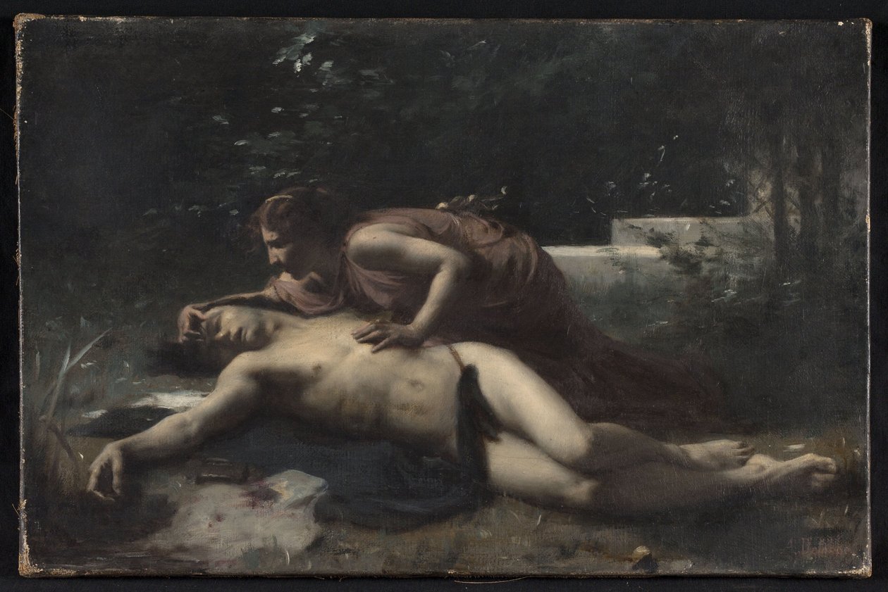 Pyramus a Thisbe, asi 1875 (olej na plátně) od François Alfred Delobbe