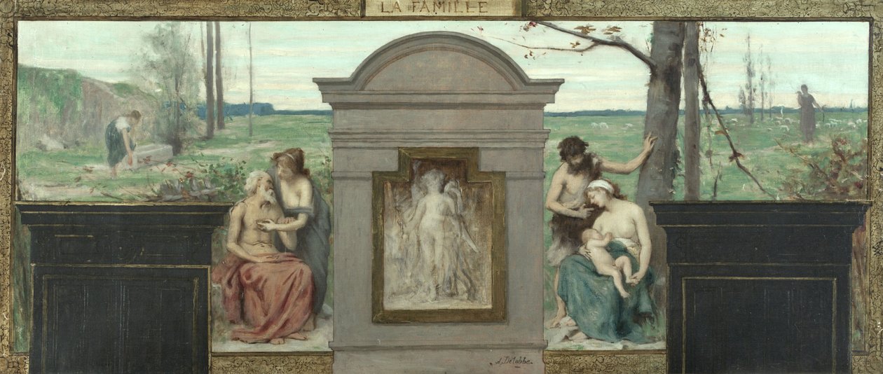 Skica radnice 15. obvodu: Rodina, mezi lety 1883 a 1884 (olej na plátně) od François Alfred Delobbe