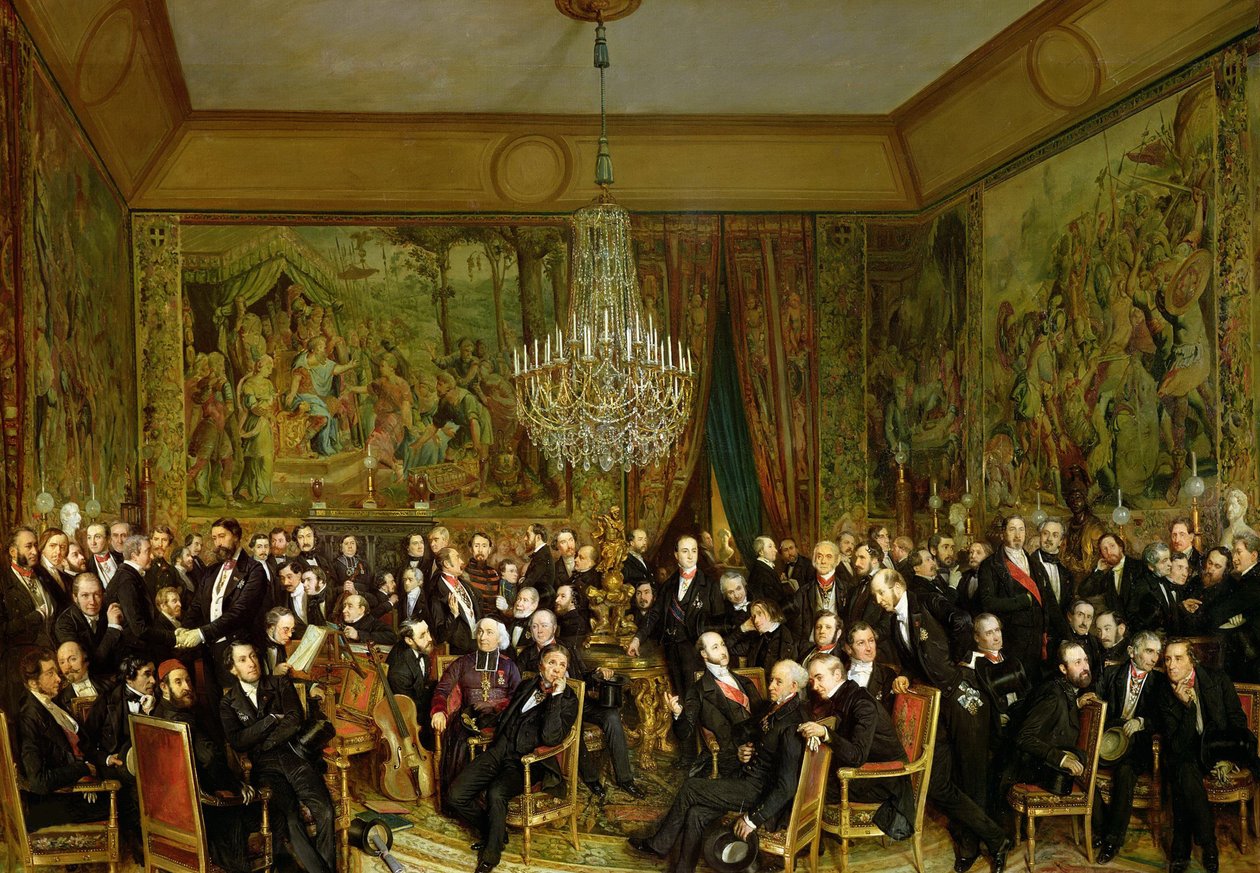 Salon Alfreda Emiliena, Comte de Nieuwerkerke 1811-1892 v Louvru, 1855. od François August Biard