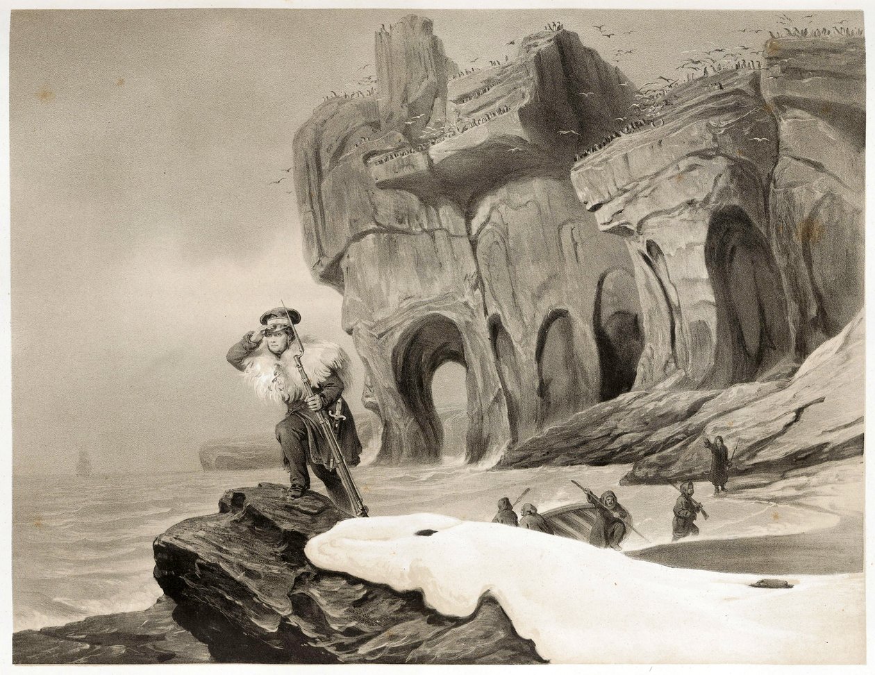 Medvědí ostrov z cest po Skandinávii, Laponsku, Špicberkách a Feroes, hospoda. 1852 (rytina) od François Auguste Biard