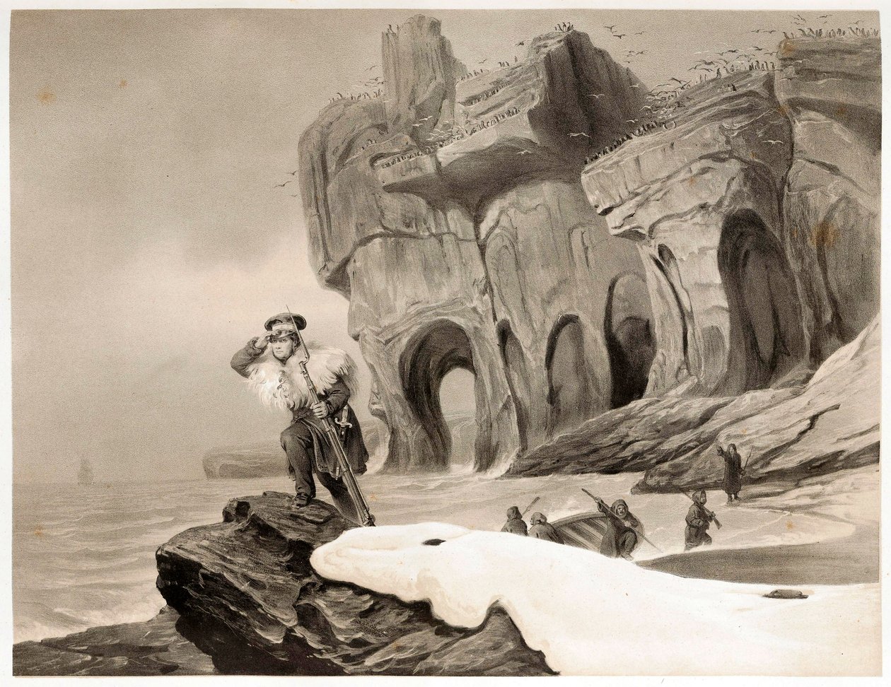 Medvědí ostrov z cest po Skandinávii, Laponsku, Špicberkách a Faerských ostrovech, hospoda. 1852. od François Auguste Biard