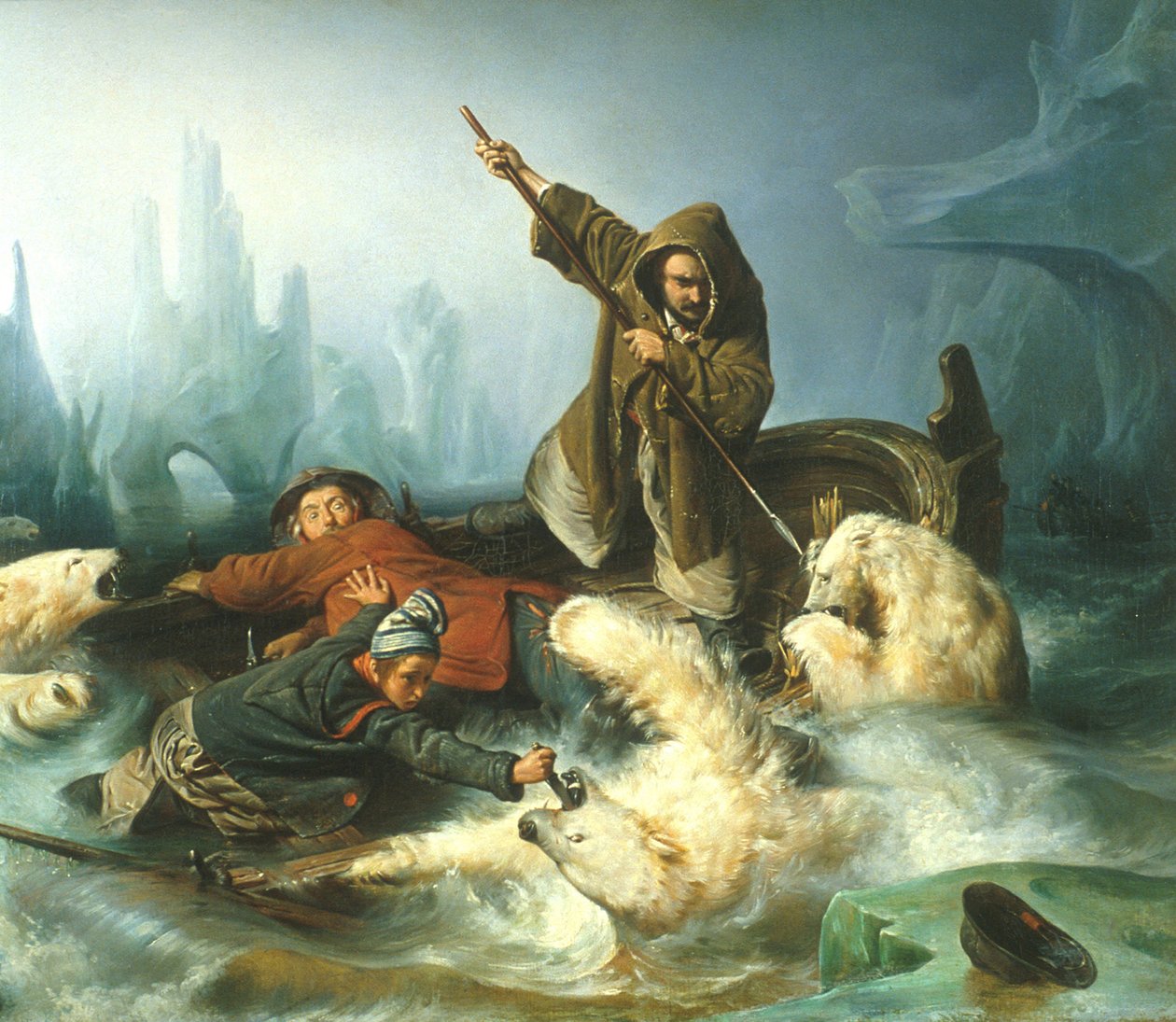 Francouzsky: Battez les ours polaires / Lov ledních medvědů Boj s ledními medvědy od François Auguste Biard