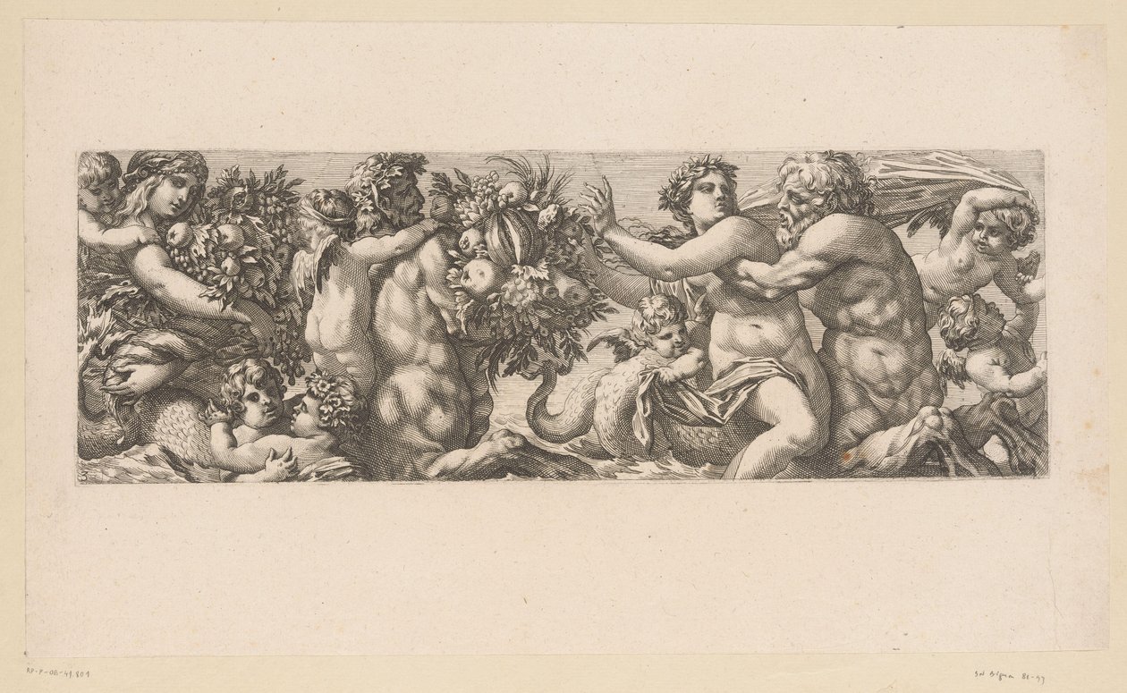 Bakchus se satyry a nereidami ve vodě Mytologické postavy u vody (název série) od François Bignon (attributed to)