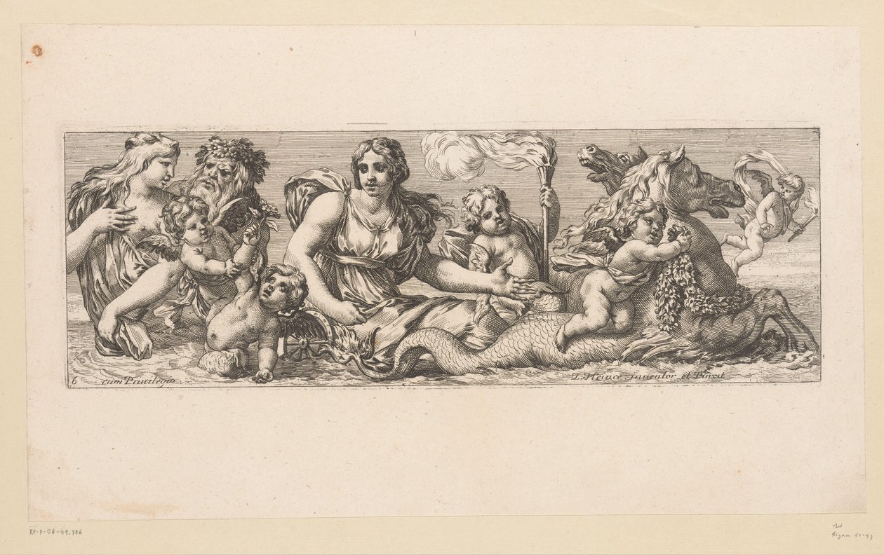 Svatá Kateřina s Nereidami, Satyry a Fantastickými zvířaty ve vodě Mytologické postavy u vody (název série) od François Bignon (attributed to)