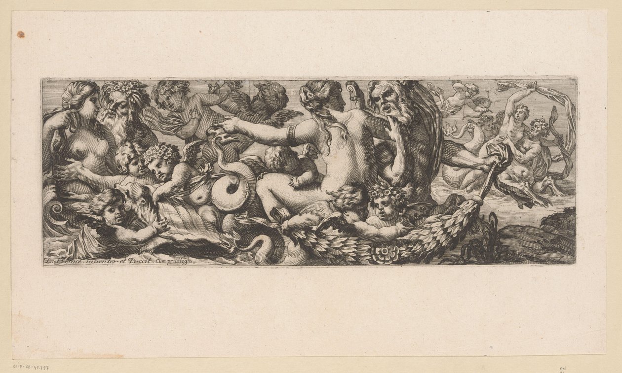 Triumf Met Galatea s Nereidami, Satyry a Putti Mytologické postavy u vody (název série) od François Bignon (attributed to)