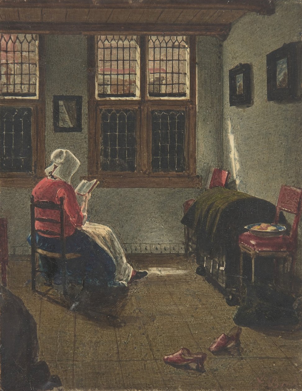 A Woman Reading, podle Pietera Janssens Elinga, 1846-47. od François Bonvin