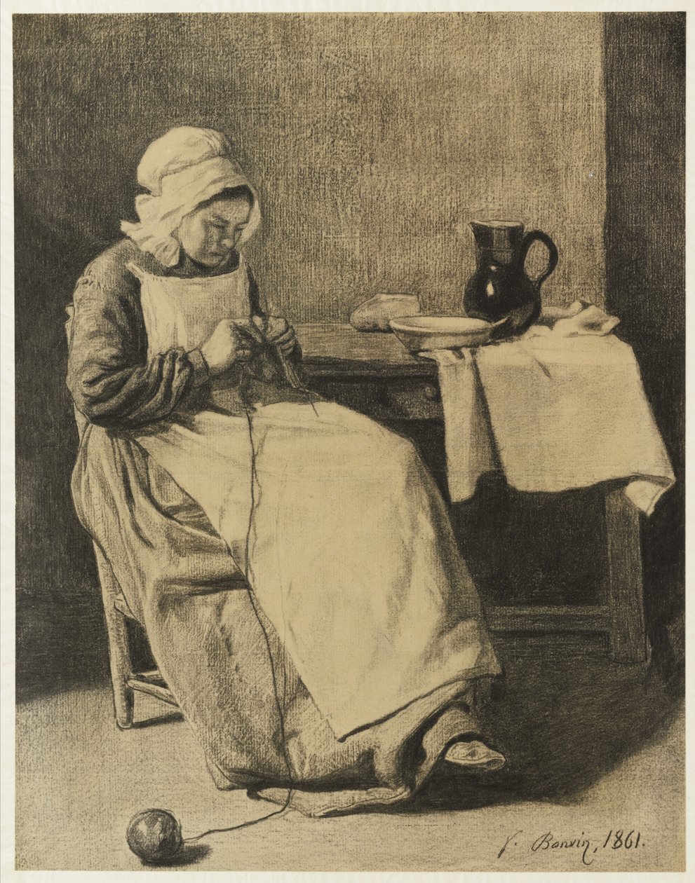 Pletení služebníků, 1861 od François Bonvin