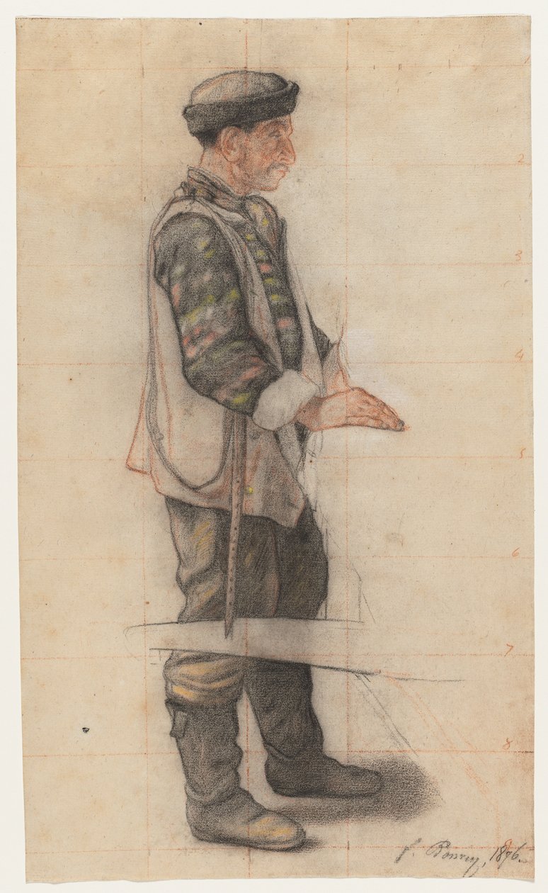 Studie nosiče nosítek pro padlého pokrývače, 1876. od François Bonvin