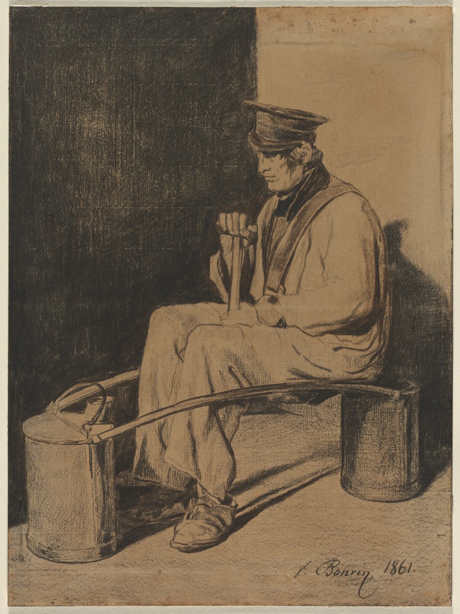 Vodní nosič sedící na třmenu, 1861. od François Bonvin