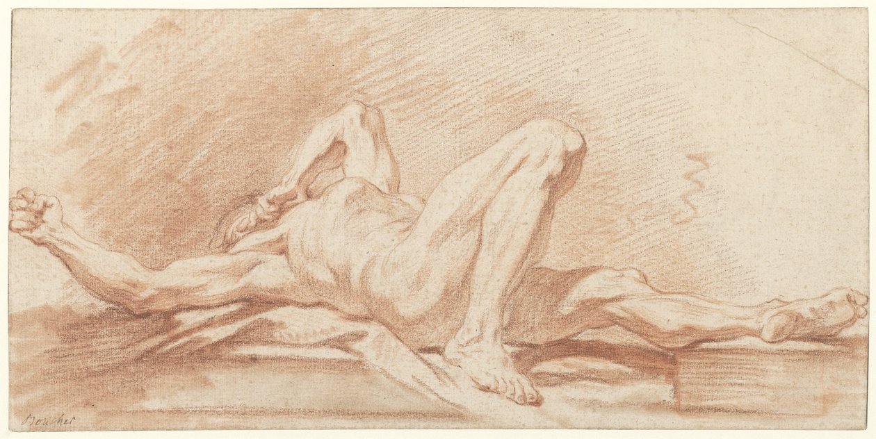 Studie ležícího nahého muže od François Boucher (possibly)