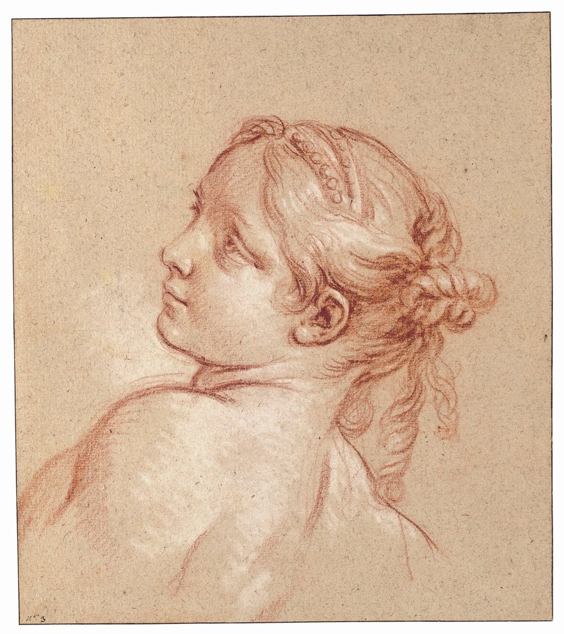 Dívka, dlouhá přes prsa, s hlavou nakloněnou doleva od François Boucher