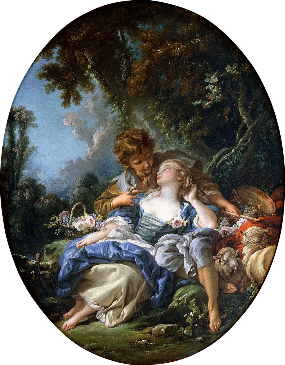 Pastýř a pastýřka v Dalliance v zalesněné krajině, 1761 od François Boucher