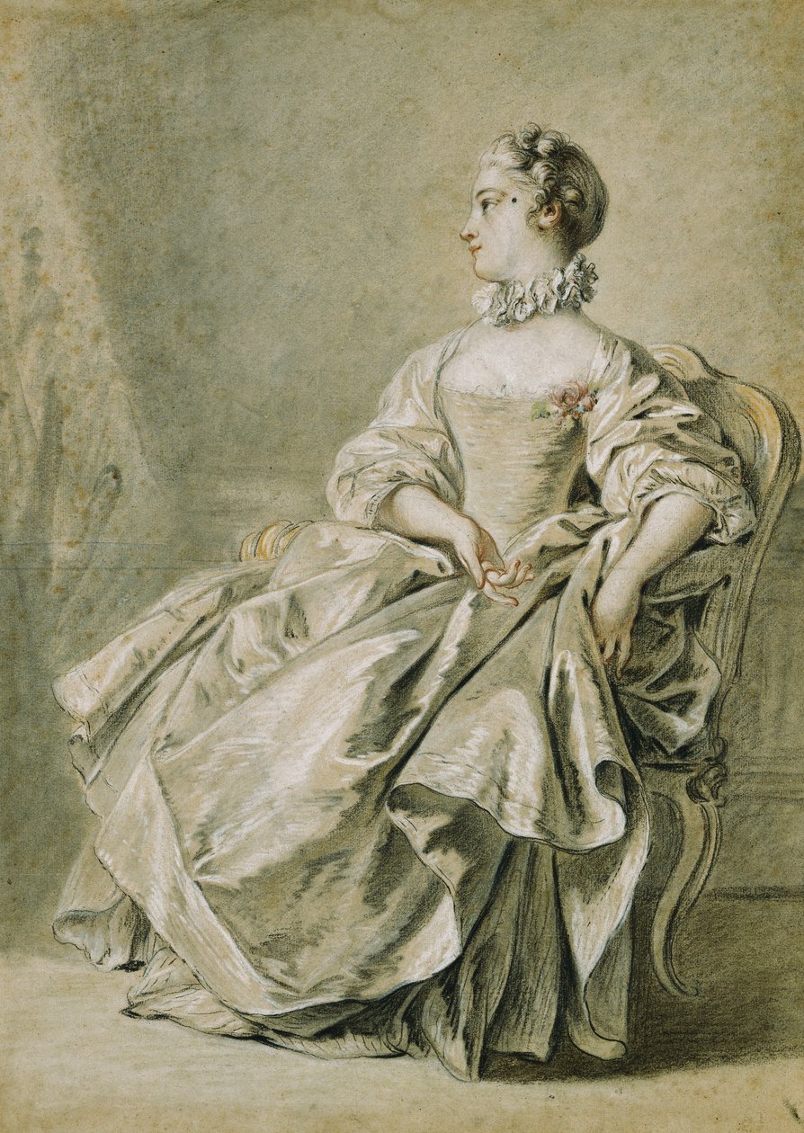 Mladá žena sedící z profilu vlevo, od François Boucher