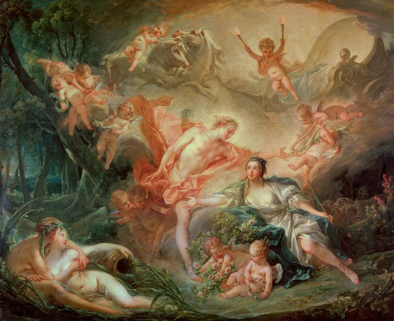 Apollo se zjevuje Isis od François Boucher