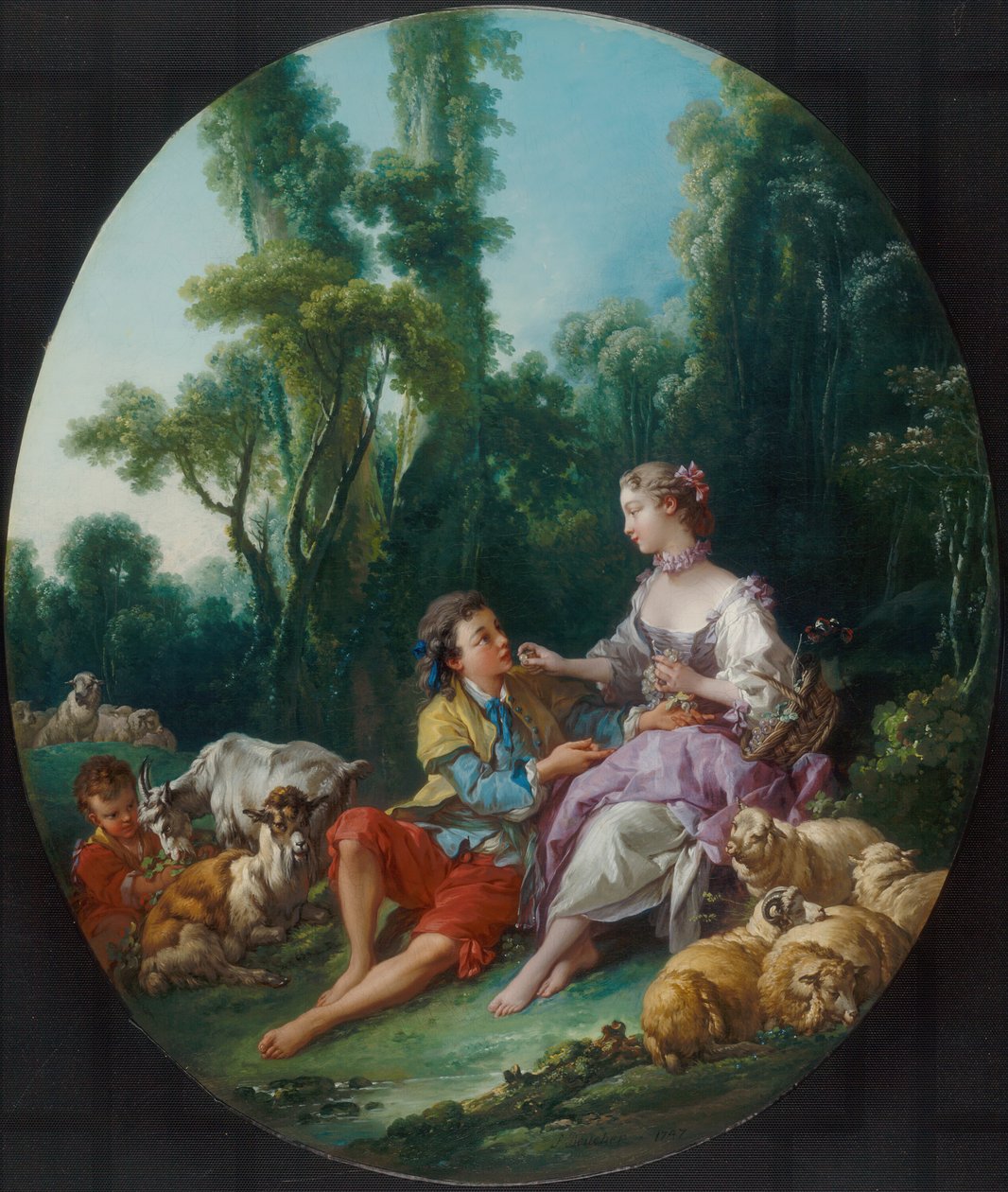 Přemýšlejí o hroznovém Pensent-ils au raisin, 1747. od François Boucher